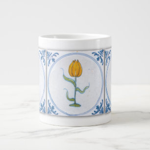 Blaue weiße Tulpe Faux Fliesen Kaffeetasse Jumbo-Tasse