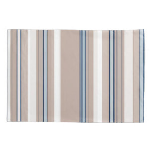 Blaue, weiße und beige Streifen mit schwarzen Akze Kissenbezug