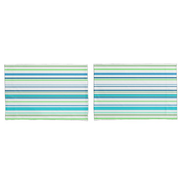 Blaue, weiße und grüne Streifen an der Küste Kissenbezug (Vorderseite-Set)