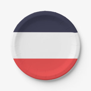 Blaue, weiße und rote Streifen Streifen Streifen S Pappteller
