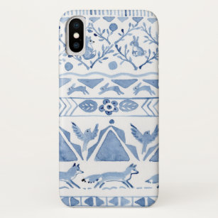 Blaue, weiße Wasserfarbe Tierfox Kaninchen Folkat Case-Mate iPhone Hülle