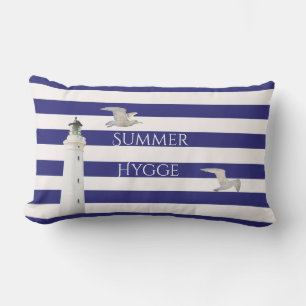 Blaue weiße Wasserstreifen Kissen Für Draußen