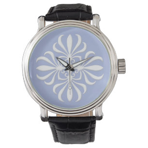 Blaue weiße Wedgewood antike Vintage Rosette-Uhr Armbanduhr