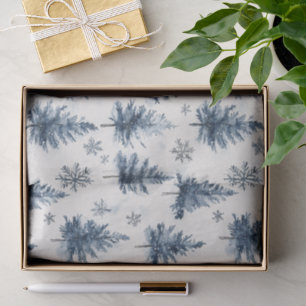 Blaue Weiße Weihnachtsbäume Schneeflocken Seidenpapier