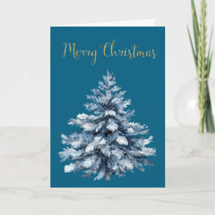 Blaue weiße Weihnachtsbaumen Karte