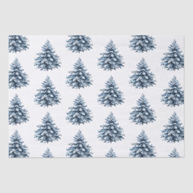 Blaue weiße Weihnachtsbaumen Seidenpapier (Vorderseite)