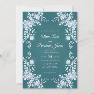 Blaue Weiße Weinreben-Hochzeit Einladung