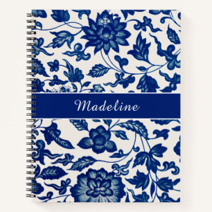Blaue weiße Wildblumen französisches Land benutzer Notizbuch