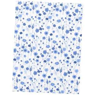Blaue weiße Wildblumenwiese Botanische Florale Kun Tischdecke