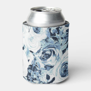 Blaue Weiße Winter Blumen Rosen Vintage Shabby Chi Dosenkühler