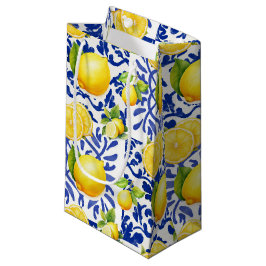 Blaue weiße Zitronenfliesen-Muster Mediterrane Zit Kleine Geschenktüte