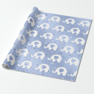 Blaue weißer Elefant-Babyparty-Prinzessin Boy Geschenkpapier