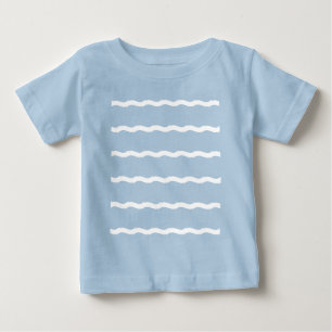 Blaue Weißmeere Streifen nautisches Muster Baby T-shirt