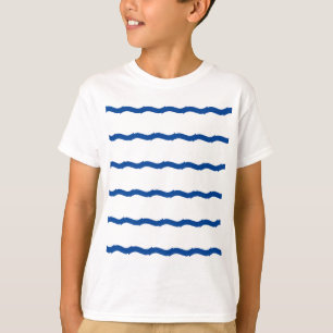 Blaue Weißmeere Streifen nautisches Muster T-Shirt