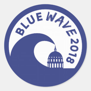 Blaue Welle 2018 - demokratischer Sieg! Runder Aufkleber