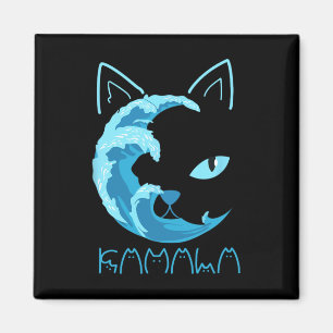 Blaue Welle der Katze Ladys Kamala Katze Typografi Magnet