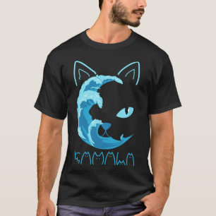 Blaue Welle der Katze Ladys Kamala Katze Typografi T-Shirt