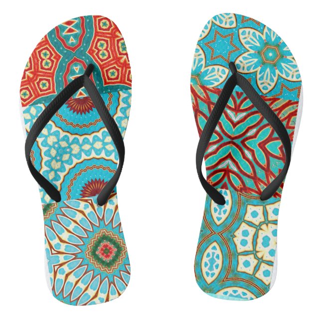 BLAUE WELLE DESIGNER COLLAGE FLIP FLOPS (Fußbett)