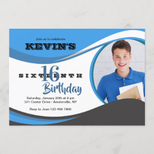 Blaue Welle Fotokarte Einladung