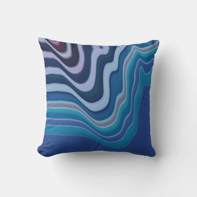 Blaue Welle Kissen (Vorderseite)