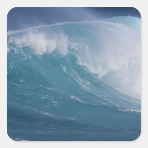 Blaue Welle kracht, Maui, Hawaii, USA Quadratischer Aufkleber