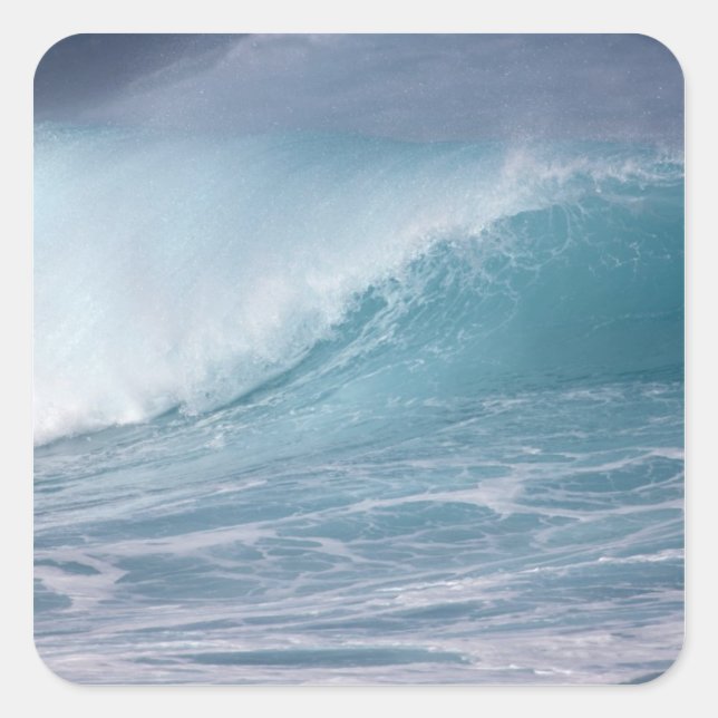 Blaue Welle, Maui, Hawaii, USA 2 Quadratischer Aufkleber (Vorderseite)