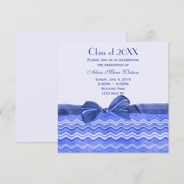 Blaue Welle mit Bogen Einladung (Vorne/Hinten)