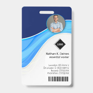 Blaue Welle Mitarbeiter-Foto-ID Unternehmenssich Ausweis