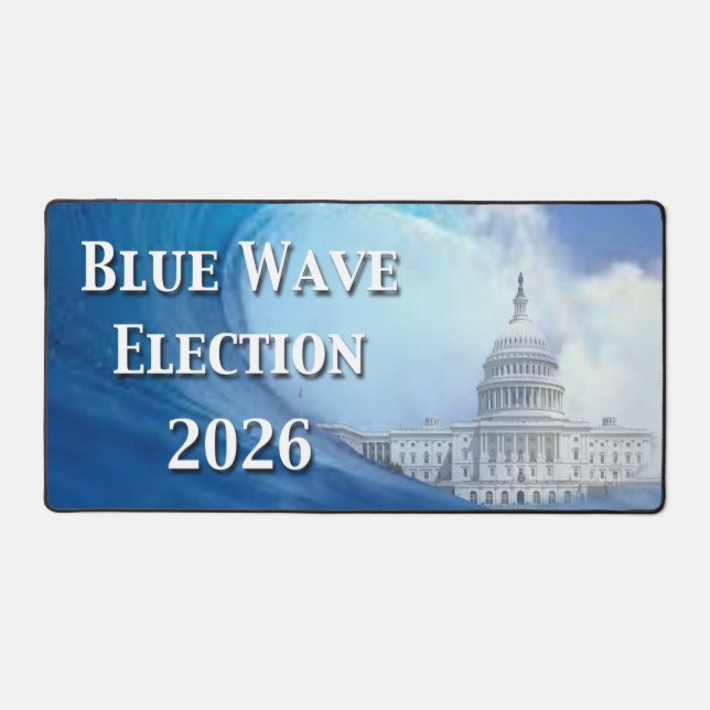 Blaue Welle Wahl 2026 Schreibtischunterlage (Vorderseite)