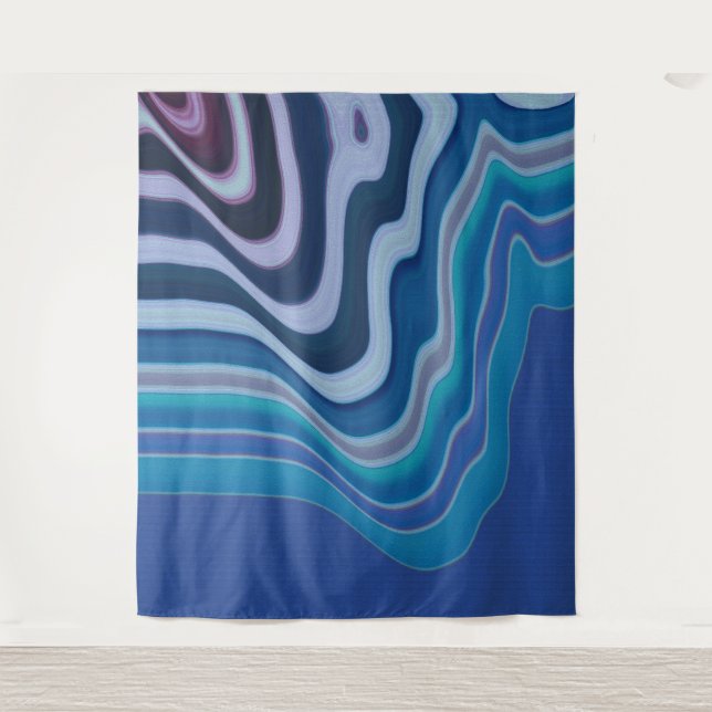 Blaue Welle Wandteppich (Vorderseite)