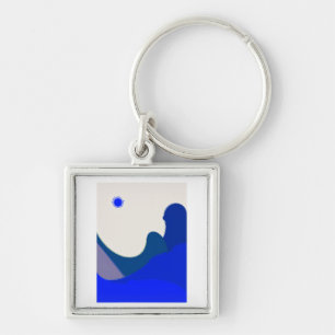 Blaue Wellen Abstrakt Schlüsselanhänger