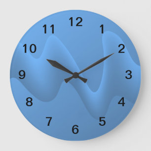 Blaue Wellen-abstrakter Bild-Entwurf Große Wanduhr