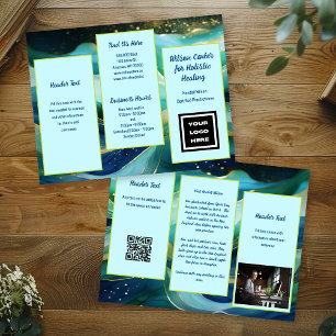 Blaue Wellen Dreifach gefalteter Geschäftsprospekt Flyer