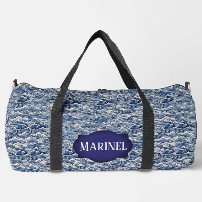Blaue Wellen Duffle Bag (Vorderseite)