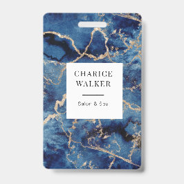 Blaue Wellen Goldmedaille Monogramm Name Ausweis