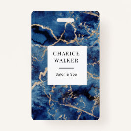 Blaue Wellen Goldmedaille Monogramm Name Ausweis