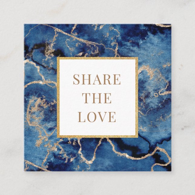 Blaue Wellen Goldsalon Wellness-Center Loyalty Car Quadratische Visitenkarte (Vorderseite)