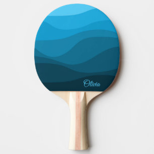 Blaue Wellen im Retrostil des Ozeans Tischtennis Schläger