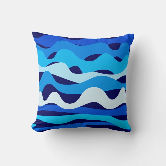 Blaue Wellen Kissen (Vorderseite)