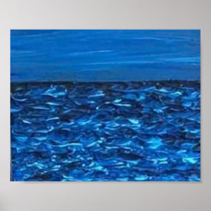 Blaue Wellen-Textur-Druck  Poster