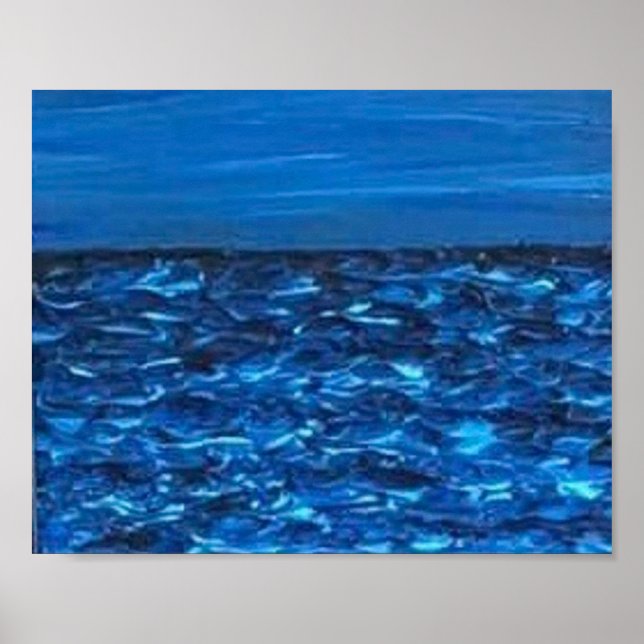 Blaue Wellen-Textur-Druck  Poster (Vorne)