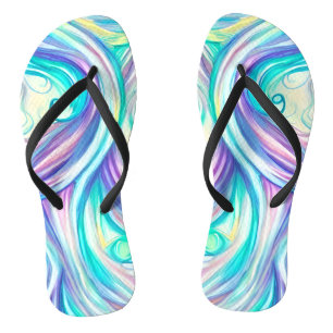 Blaue Wellen Twirbel und Wirbel Muster Flip Flops