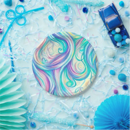 Blaue Wellen Twirbel und Wirbel Muster Pappteller