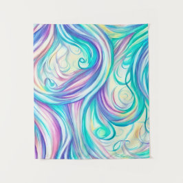 Blaue Wellen Twirbel und Wirbel Muster Wandteppich