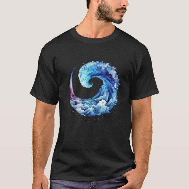 Blaue Wellenkreuzung Wassersurf Aquarius mermai T-Shirt (Vorderseite)