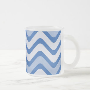 Blaue Wellenlinien Mattglastasse