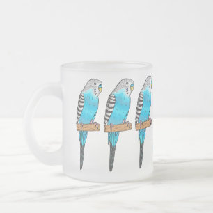 Blaue Wellensittich-Vogel-Cartoon-Illustration Mattglastasse