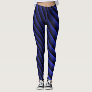 Blaue Wellenstreifen-Abstraktmuster Leggings
