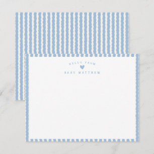 Blaue wellige gestreifte Baby-Party Mitteilungskarte