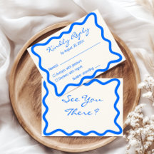 Blaue Wellige Rand Minimalistische Hochzeit